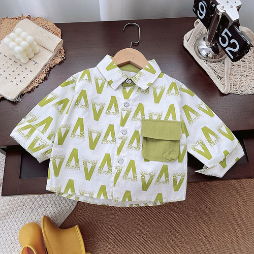 Macho Boy Casual Shirt Spring 2025 New Children's Outerwear Stylish and Trendy Spring and Autumn Style Toddler Autumn Clothes Top