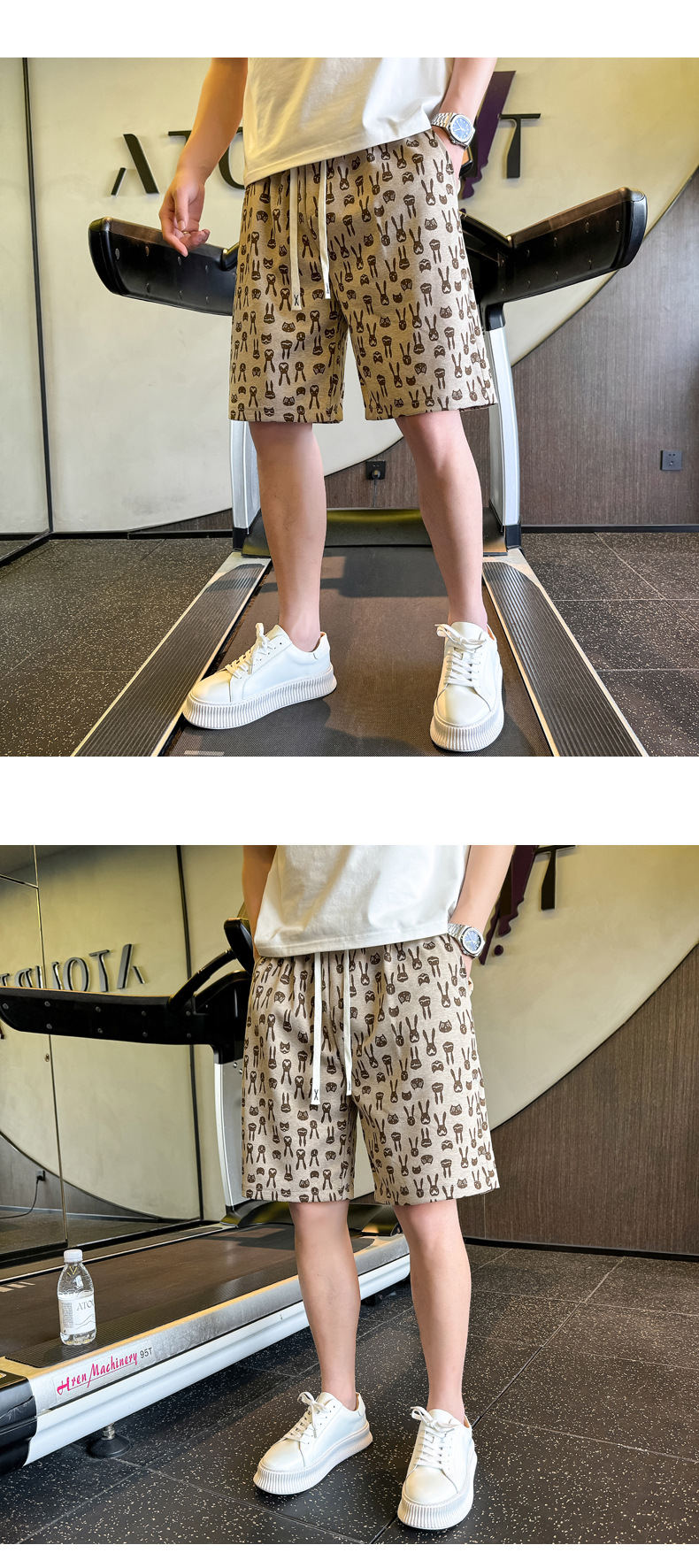 Men's Clothing Men's Cool Stylish All Over Cartoon Bunny Head Summer Trendy Loose Fitting Five Point Pants Versatile Beach Shorts_viptrois.com