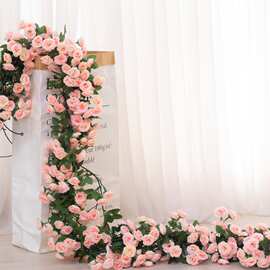 加世仿真藤条塑料玫瑰花藤装饰假花婚庆空调管道缠绕遮挡藤蔓吊顶