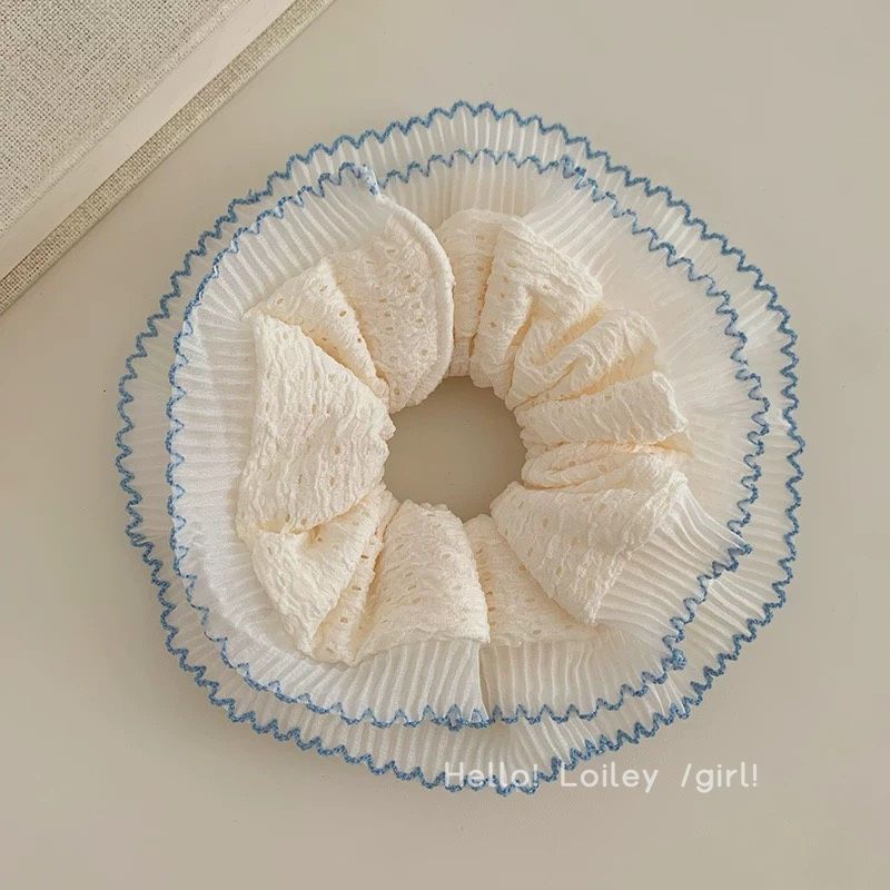 Encaje retro francés, diadema de intestino grueso, mujer 2025, nuevo estilo, cuerda para el cabello, banda de goma, lazo, dulce cuerda para el cabello, accesorios para el cabello
