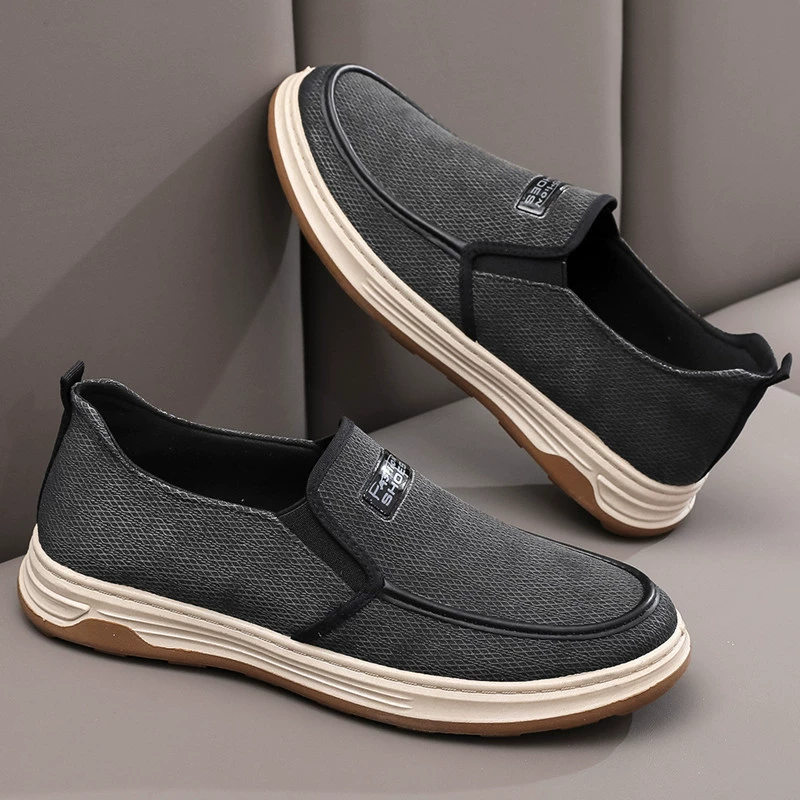 Мужские тканевые туфли в стиле старого Пекина, повседневные слипоны, нескользящие, износостойкие, «папины» туфли, рабочие туфли на мягкой подошве, дышащие и удобные.