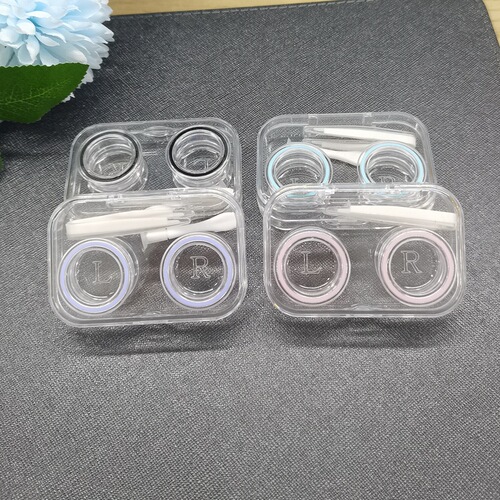 Fully transparent all-in-one contact lens box with anti-leakage ring, contact lens box without twisting lid, companion box, stable supply