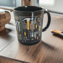 跨境新品热转印陶瓷涂层杯印花礼品黑杯定制终极技工工具箱马克杯