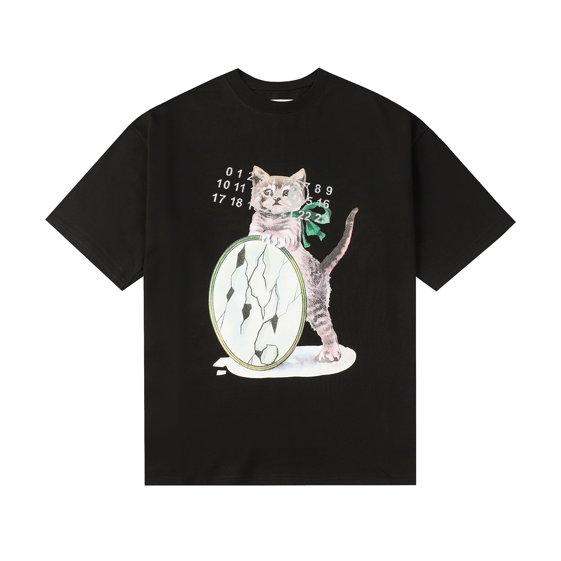Maison Margiela 24SS коллекция MM6 цифровой узор круглый вырез мужской и женский модный бренд укороченный рукав футболка серия