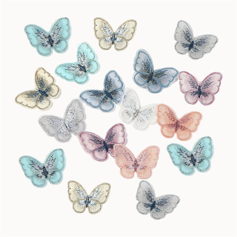 网纱风刺绣蝴蝶 纱布diy手工发饰鞋帽装饰素材 材料装饰仿真蝴蝶