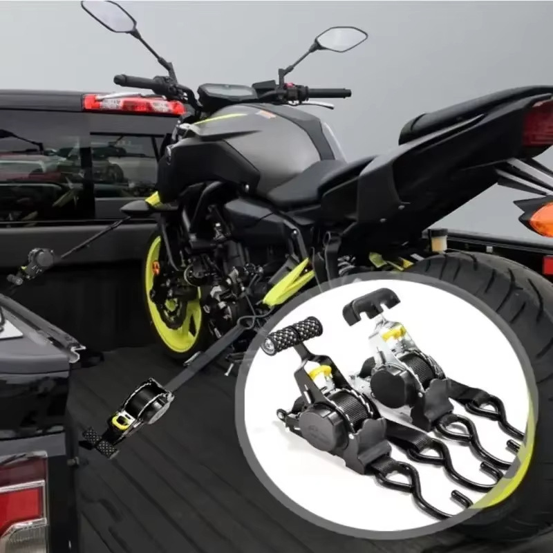 Cross-Border Hot Item - Automatic Recycling Tensioner Strap for Car and Motorcycle Self-Driving Fixed Strap