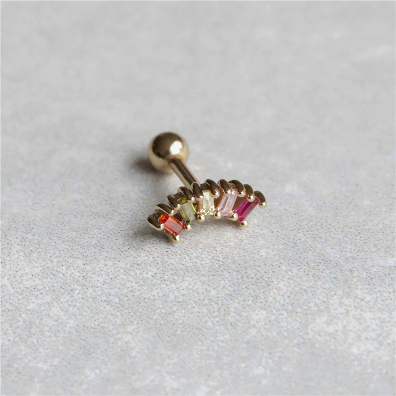 Women'S Gender 1 Piece Ear Cartilage Rings & Studs Fashion Geometric 925 Sterling Silver Zircon