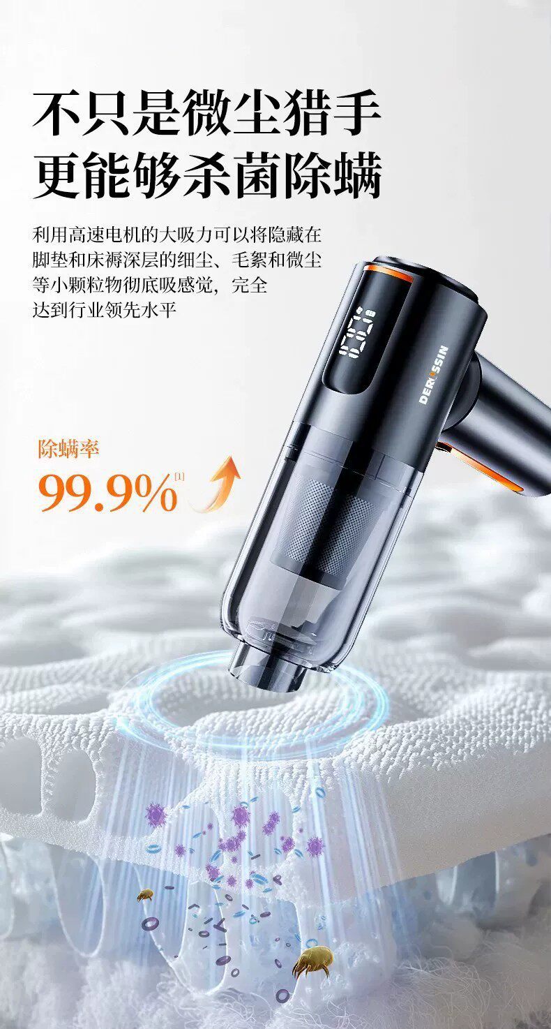 Car vacuum cleaner, wireless charging, for car and home use, with powerful suction, high power, compact, handheld, and available for wholesale