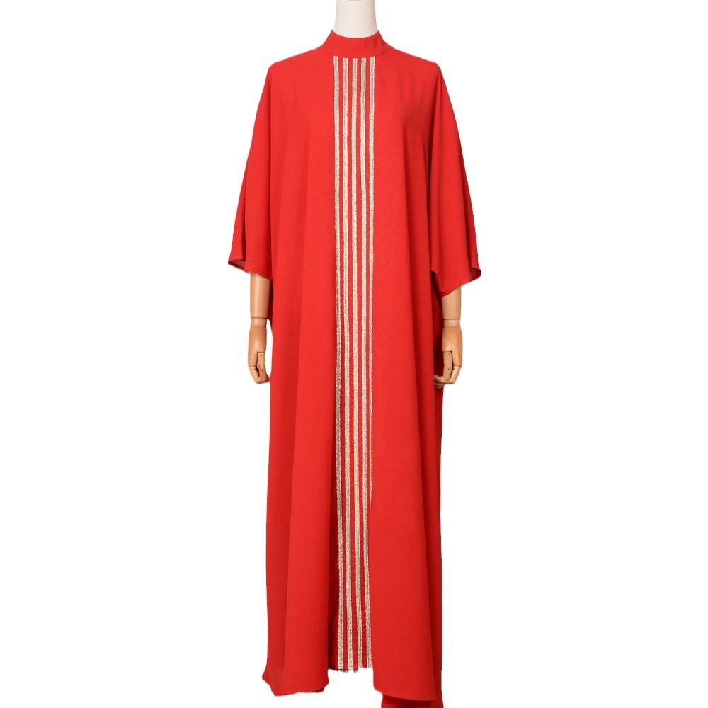Cross-border E-commerce Arab Abaya Dubai Muslim Middle Eastern Fashionable And Elegant Rhinestone Embellished Robe Dress_ecoleips.com