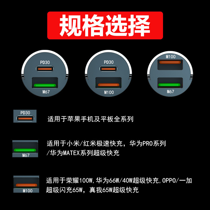 新款车载充电器200W隐形超级快充头多功能迷你拉环点烟器转换插头|undefined