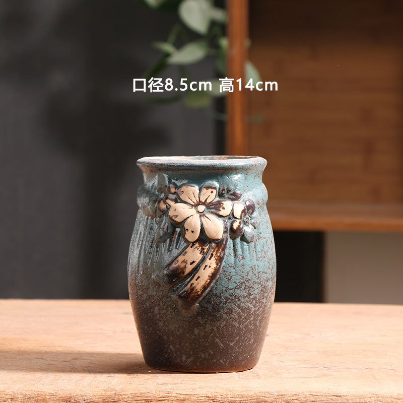 Tinta antigua pila maceta de cerámica especial balcón de cerámica pequeña maceta de cerámica especial al por mayor
