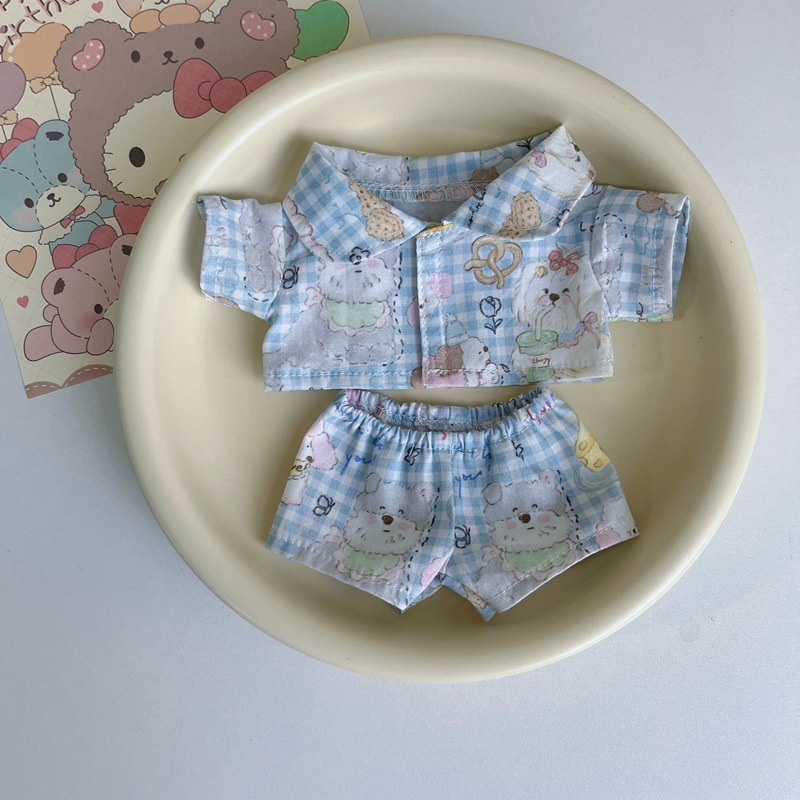 20cm10cm綿人形ベビー服ぬいぐるみ服プリントパジャマセットかわいい既製シャツベビー服|undefined