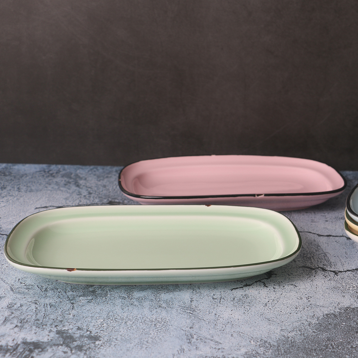 TinTin esmalte de imitación de gama alta plato para el hogar [LZ ding serie ding] placa rectangular con buena calidad