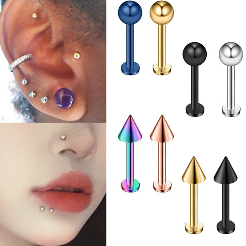 Simple Style Geometric Stainless Steel Plating Labret Tongue Nail display picture 1