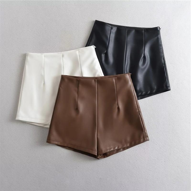 High waist PU leather shorts for women 2023 autumn and winter New style small look long legs sexy sheath hot pants hot girl leather pants fashion
