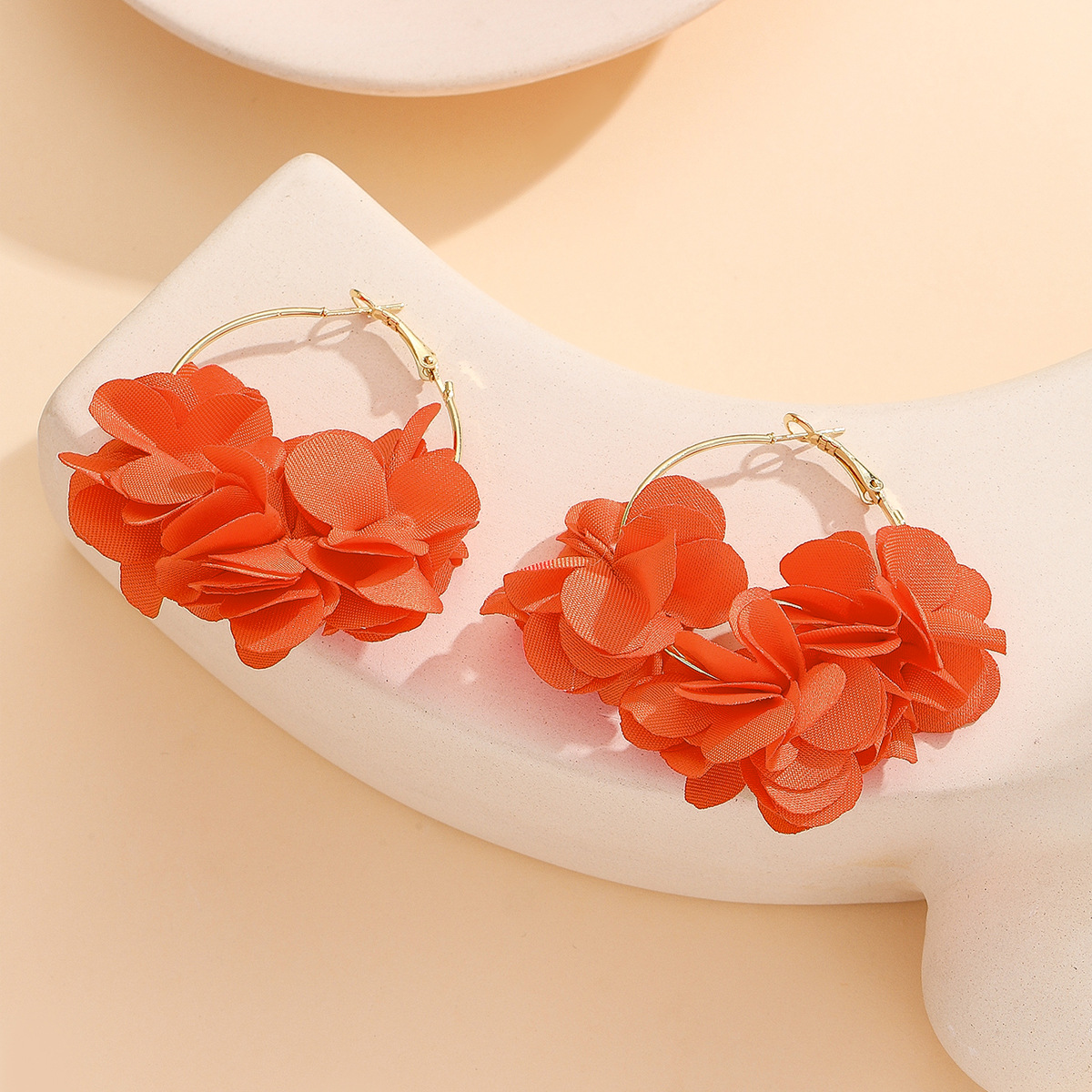7g Weight Copper Ear Needle Material Earrings Classification 1 Pair Quantity Casual, Street, Shopping Occasion Flower Pattern All Seasons Season Women's Gender Vacation, Bohemian Style 1 Pair Vacation Bohemian Flower Cloth Earrings 15