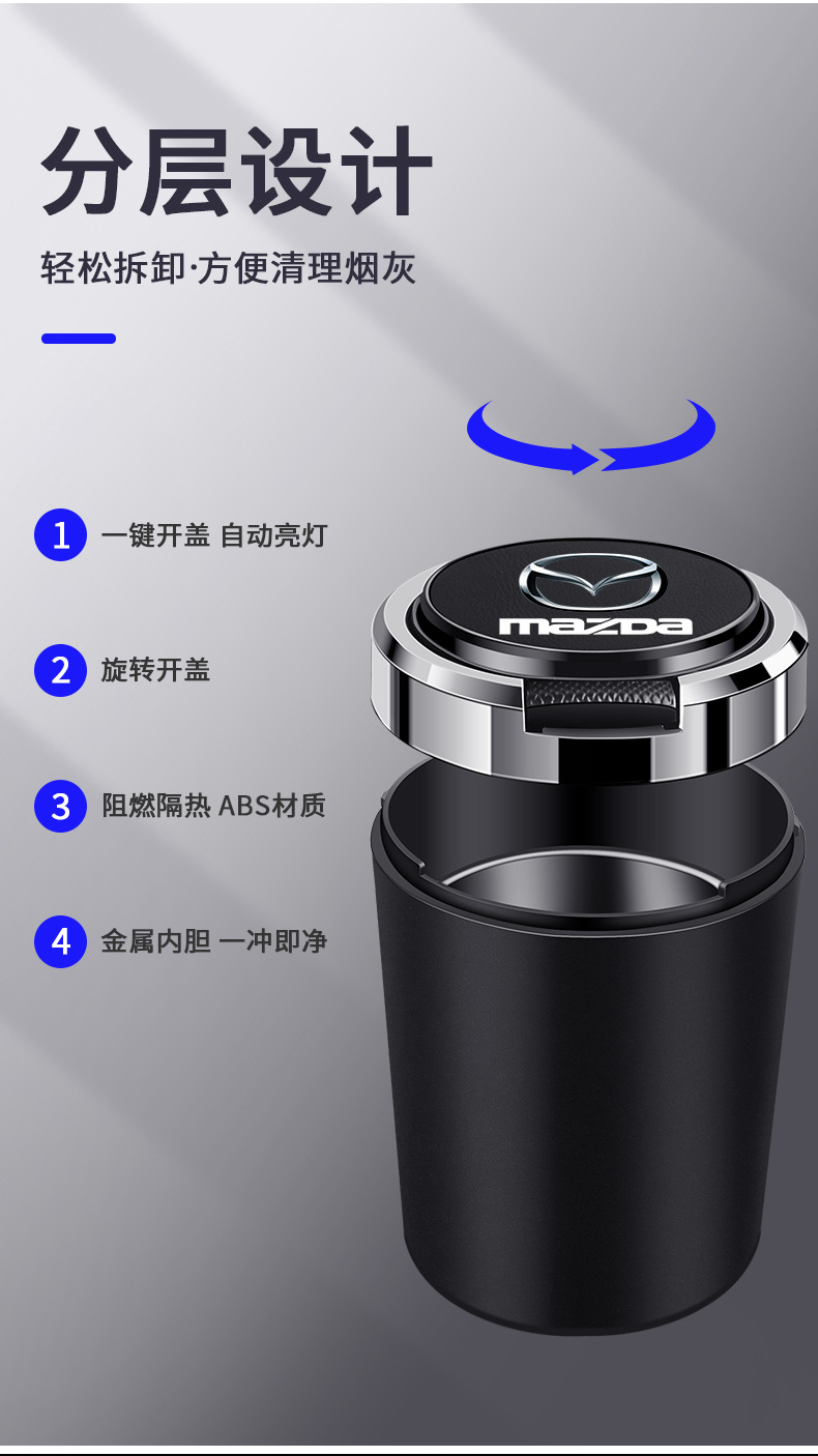 Suitable for Mazda 3/6 Atez CX30/CX-4/CX-8 Onksera car ashtray metal liner