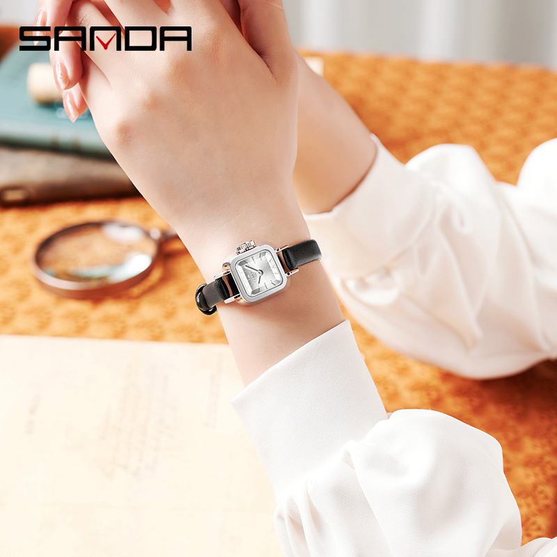 Sanda Cross-border New Product Square Small Dial Quartz Watch Fashion Waterproof Quartz Women's Simple Belt Watch