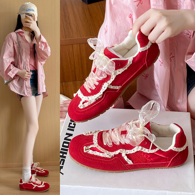 FF-601 低帮女蕾丝系带2025年春季新款甜美百搭好穿不累脚懒人鞋