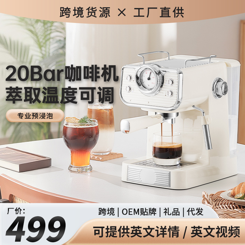 Cross-Border Export Coffee Machine Household Small Semi-Automatic Espresso High-Pressure Steam Milk Froth Coffee Pot
