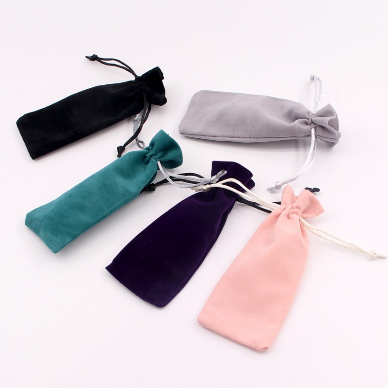 批发6*15cm绒布袋小样收纳袋化妆品礼品袋口红唇膏束口抽绳包装袋