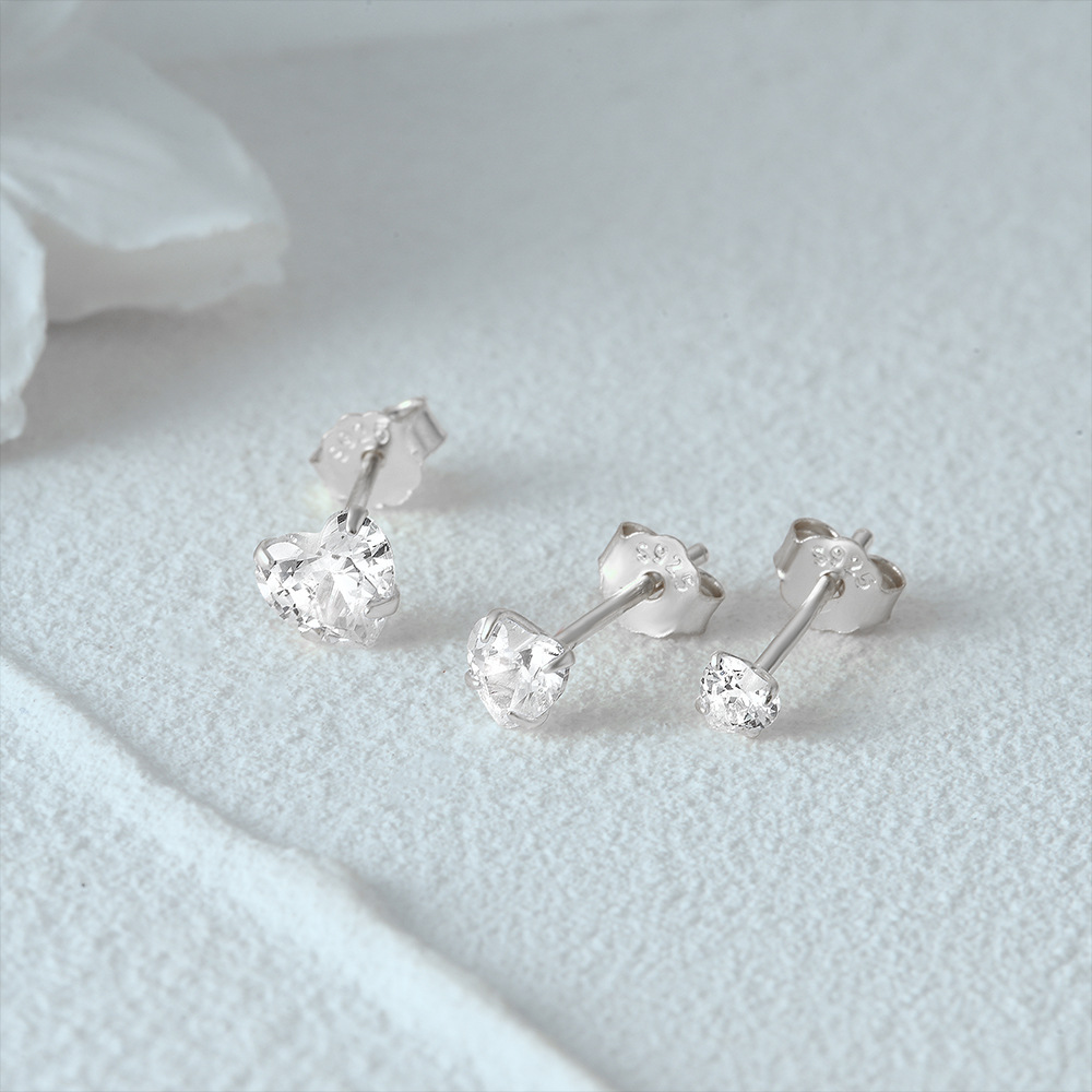 3g Weight Zircon Inlay Material Ear Studs Classification 3 Pieces Set Quantity Daily Occasion 925 Sterling Silver Material Geometric Pattern Women's Gender Plating, Inlay Design Simple Style Style 3 Pieces Set 925 Sterling Silver Zircon Geometric Ear Studs 5