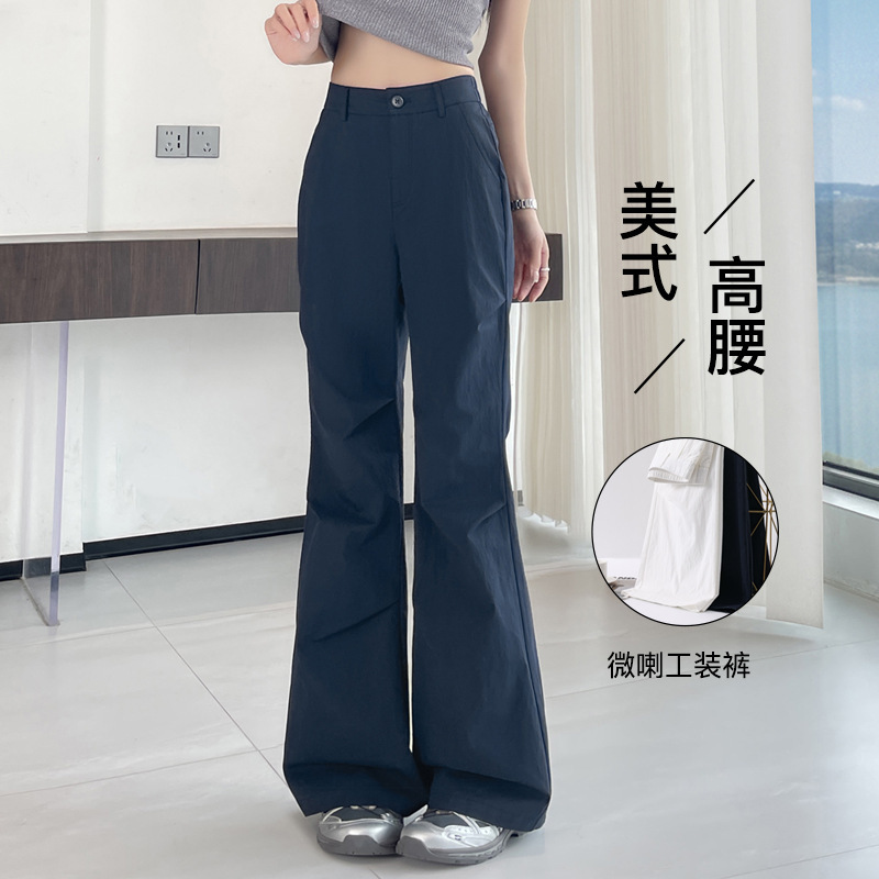 Workwear Straight-Leg Flared Pants for Women, Summer Thin Style, 2026 New American-Style Sports Outdoor Hiking Ice Silk Flared Pants 2883