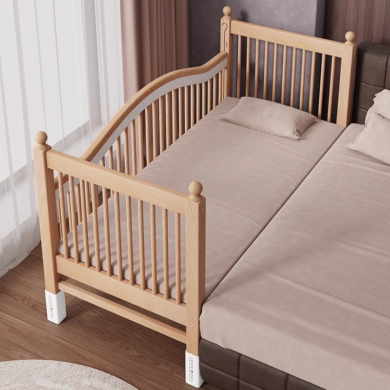 Bed Expansion Adjustable Small Bed Children's Splicing Adjustable Baby Solid Wood Extension Girl's Liftable Beech Bed
