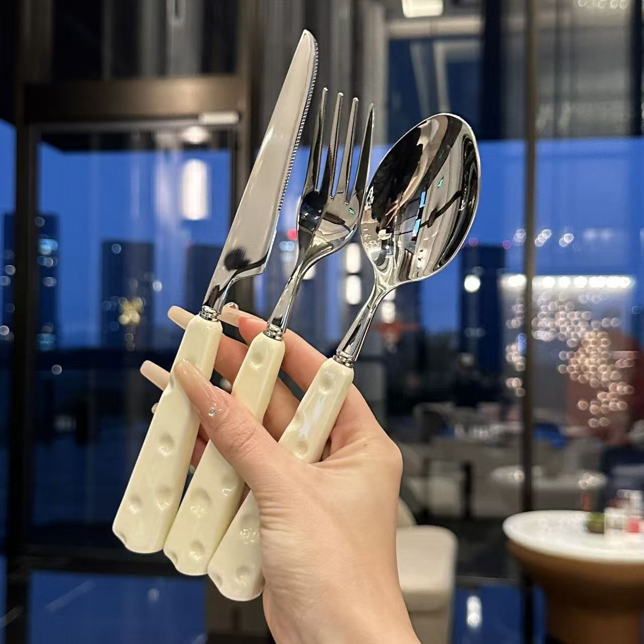 치즈 식기 [숟가락+포크+나이프] 3종세트