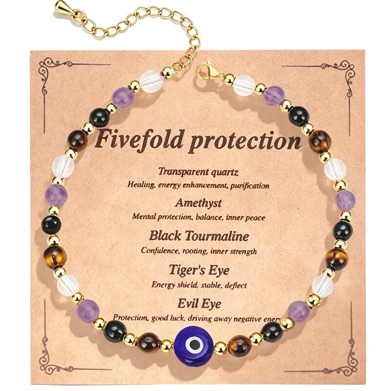 Cross-border bestseller evil eye bracelet for women, tiger eye stone obsidian bracelet, triple protection, adjustable gift jewelry Cross-border bestseller evil eye bracelet for women, tiger eye stone obsidian bracelet, triple protection, adjustable gift jewelry