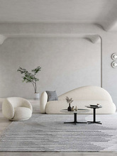 浅舍现代简约小户型羊羔绒弧形布艺沙发客厅创意美容院服装店网红