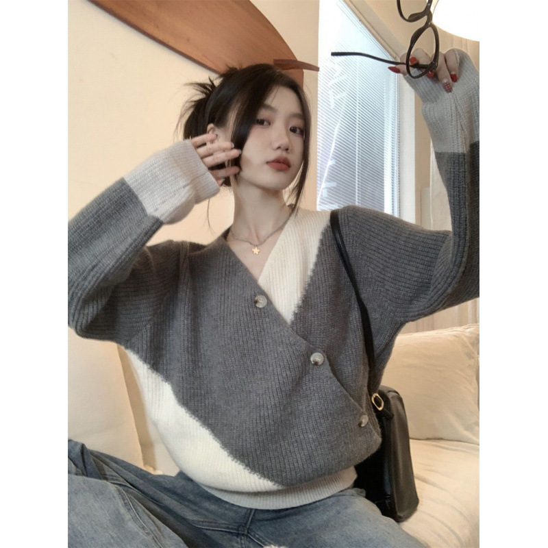 春秋季法式短款慵懒风毛衣女秋冬新款宽松外穿高档针织衫轻奢上衣|undefined