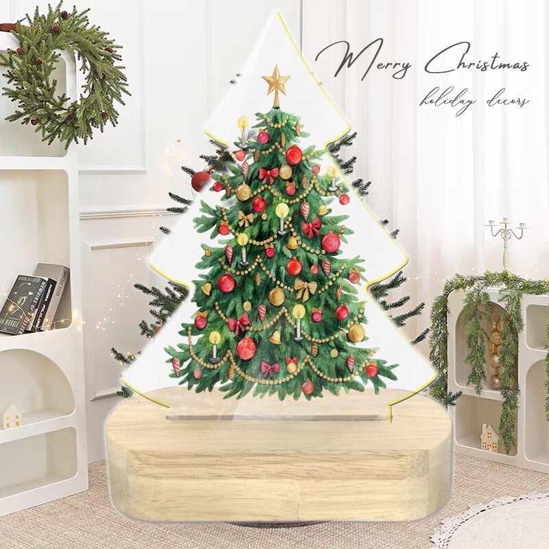Creative Christmas Tree Decoration Ornaments, Atmospheric Acrylic Flat Ornaments, Living Room Sofa, Bedside Tabletop with Base