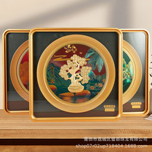 马年国潮风中式招财貔貅发财树金玉满堂马到成功仿金箔画客厅摆件