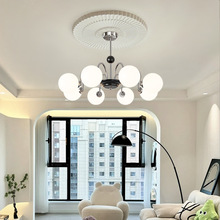 客厅吊灯中古风魔豆法式简约卧室餐厅主灯奶油包豪斯中山灯具