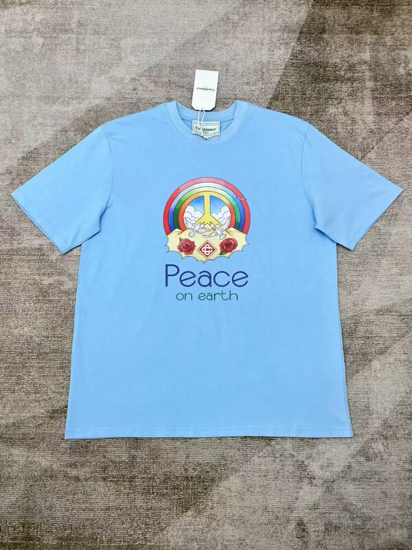 【260g】カサブランカプリント トレンド個性柄 メンズ レディース ゆったり半袖Tシャツ|undefined