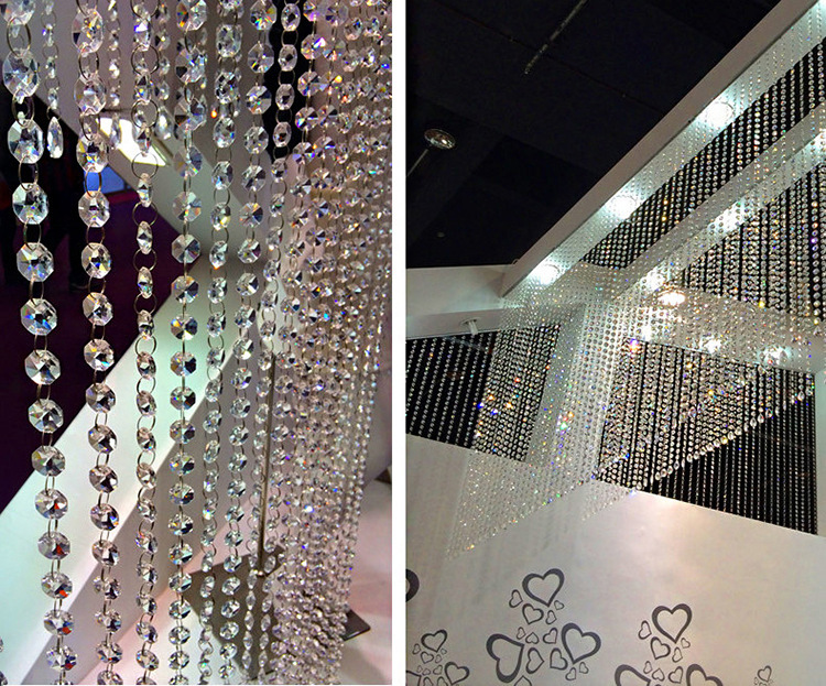 Wedding Acrylic Crystal Octagonal Bead Curtain Road Guide Bead Chain Entrance Partition Ktv Hotel Lobby Decoration