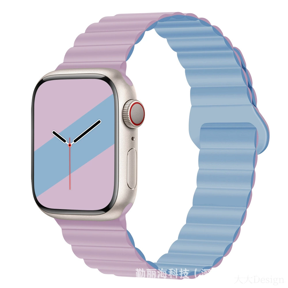 Силиконовый магнитный ремешок для Apple Watch iWatch 10/AppleWatch 9, двухцветный, размеры 38/40/41 & 42/44/45/49 мм