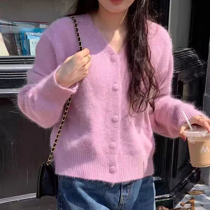 부드러운 찹쌀 부드러운 바람 겉감 니트 카디건 외투 외투 여성복 가을 겨