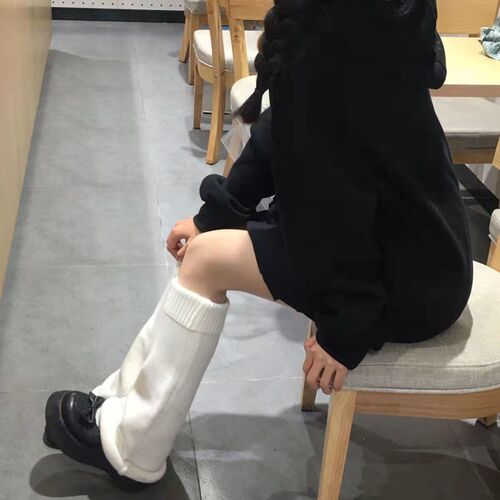 Millennium subculture new solid color knit loop socks set for women, Japanese and Korean style JK foot socks set, versatile calf length socks
