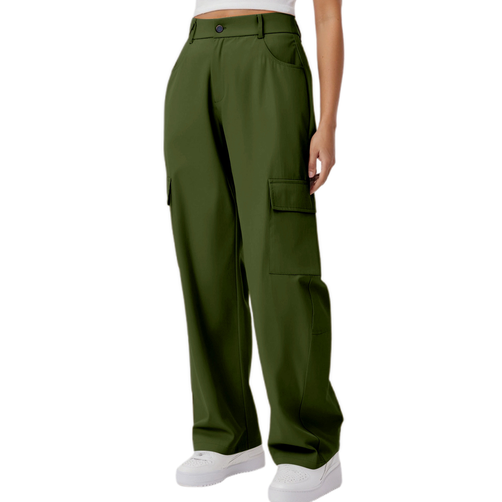 Pantalones cargo holgados de cintura alta con múltiples bolsillos, estilo urbano para mujer, ropa femenina, Amazon 2026