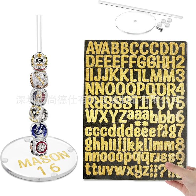 Acrylic Baseball Ring Holder Tournament Championship Ring Display Case with Accessories Softball Ring Bracket Organizer Stand