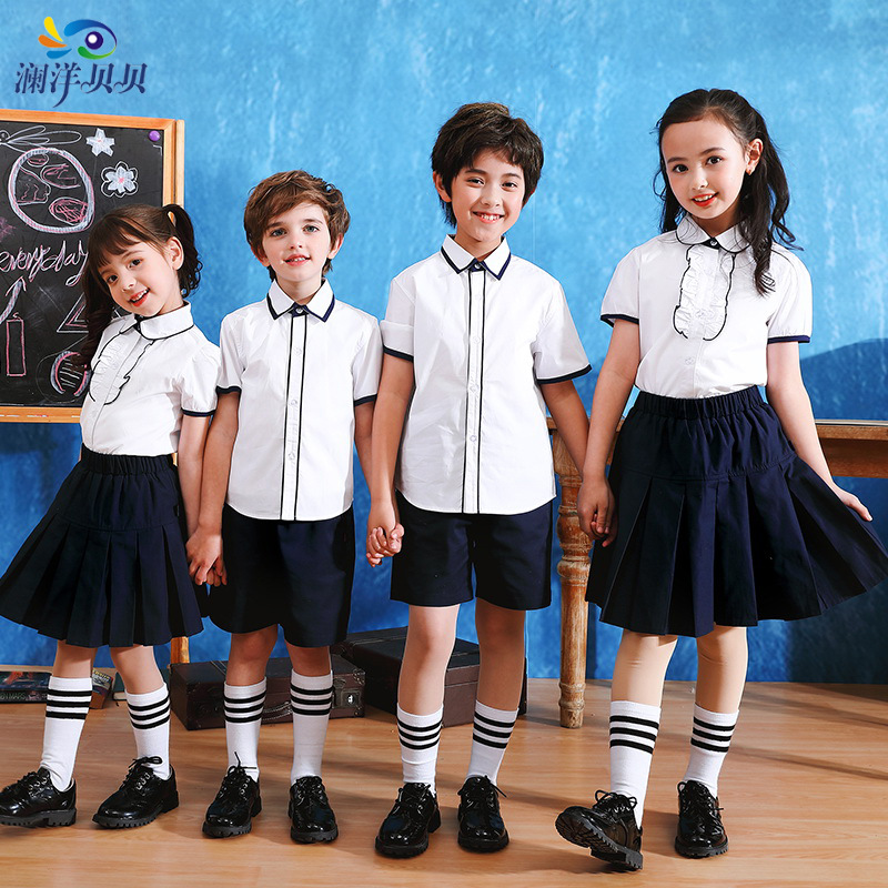 Lanyang Beibei Kindergarten Summer Uniforms British Style June 1st Performance Clothes Primary School Uniform Set Class Uniform Wholesale