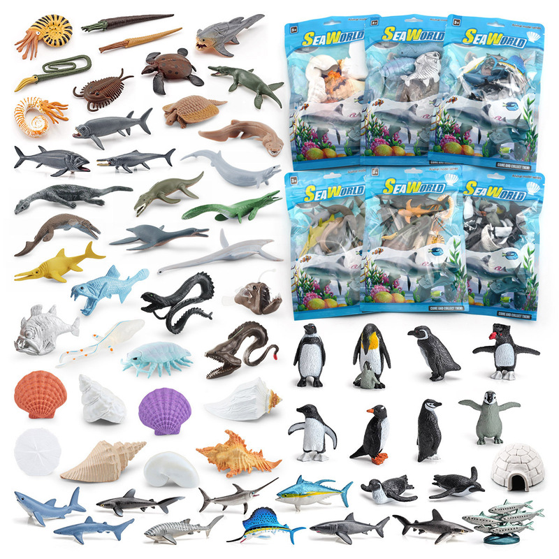 Simulation Arctic Antarctic animal ocean fish marine prehistoric animal Penguin shell model decoration color bag
