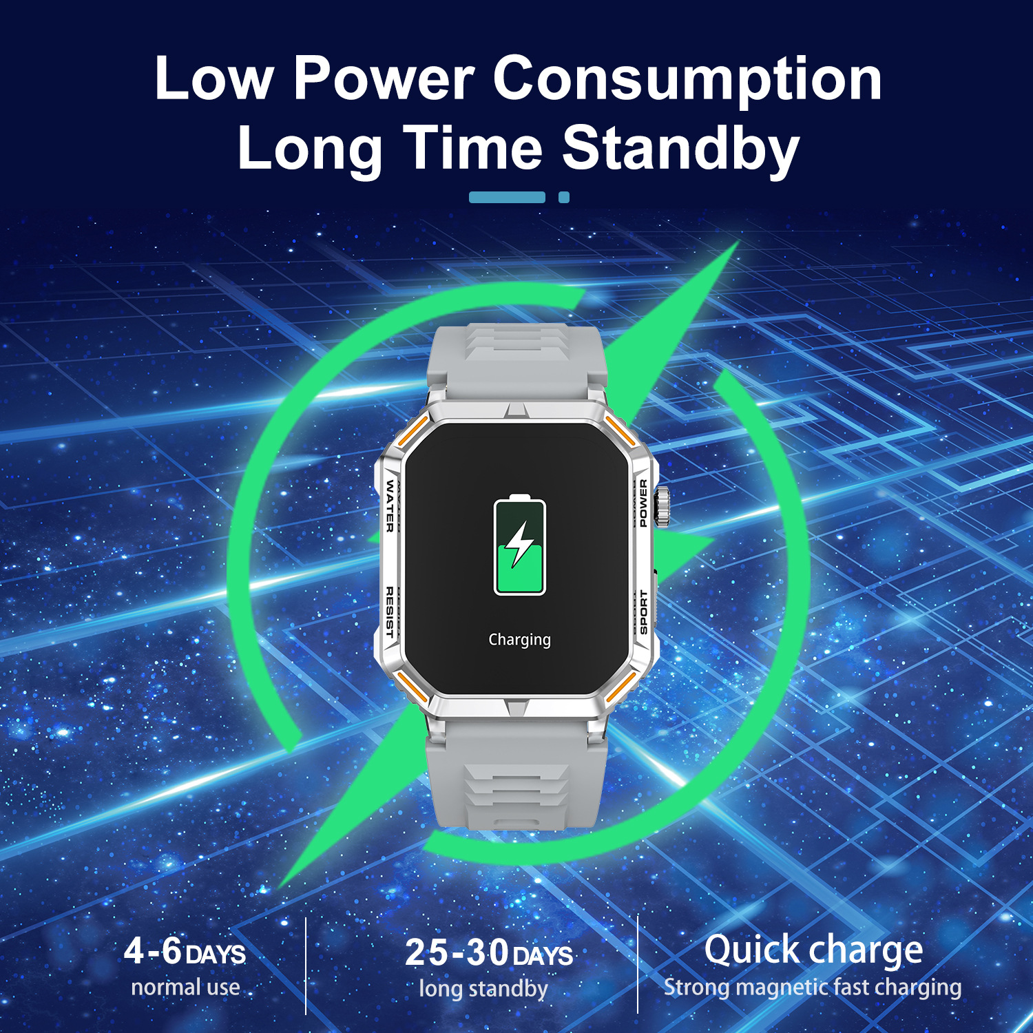 G106 Smartwatch 1,96 Zoll Outdoor Tri-Wind Motion Bluetooth_voghion.com