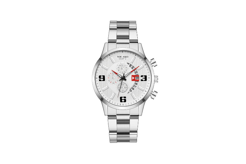 montre homme numérique à trois yeux avec calendrier tendance montre homme en acier inoxydable montre ceinture en acier_voghion.com