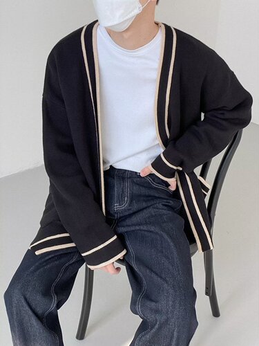 Spring and autumn new style cardigan sweater, men's V-neck sweater, Korean style loose, lazy casual trend sweater, men's outer