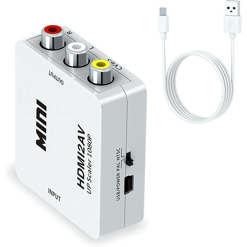 Small white box HDMI to AV converter supports 1080P HD video output HDMI to RCAI converter
