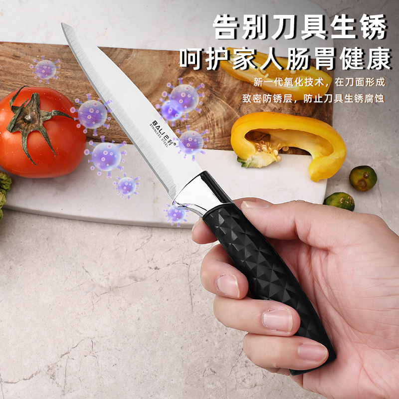 Fábrica directa caja de exhibición de acero inoxidable cuchillos de mango de diamante afilado fruta universal conjunto completo de cuchillos domésticos