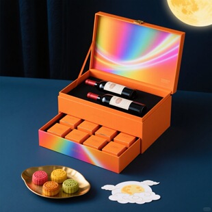 2025 New Fashion Mid-Autumn Mooncake Box Packaging Box Double-Layer 10-Piece Creative Satchel Red Wine Empty Gift Box